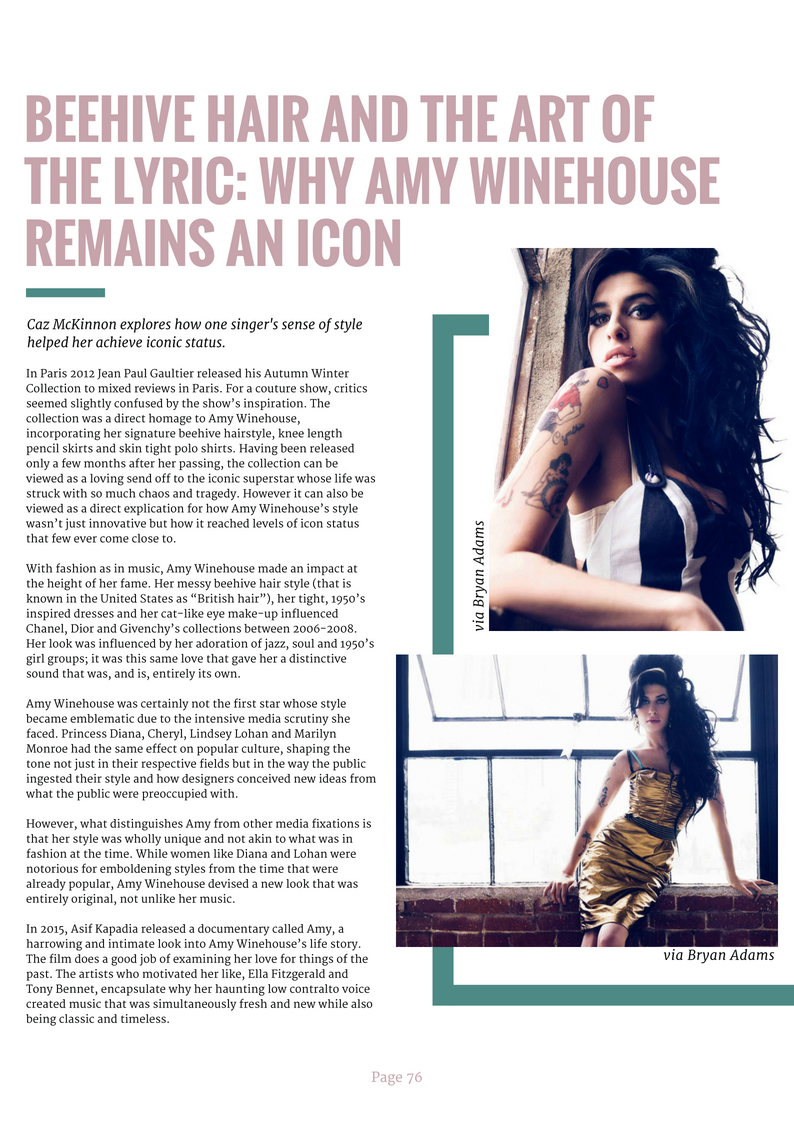 BEEHIVE HAIR AND THE ART OF THE LYRIC: WHY AMY WINEHOUSE REMAINS AN ICON